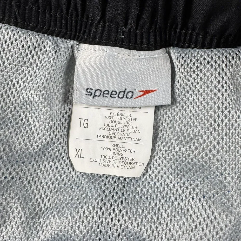 Speedo Men's Swim Trunks Size XL Gray Heather Aqua Blue Stripes Mesh Lined Y2K